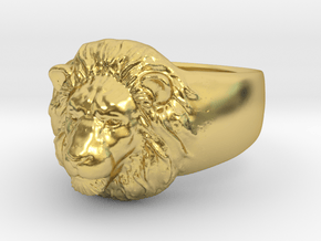 Lion Ring (size11) in Polished Brass