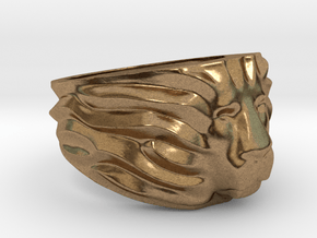 Lion's Head Ring in Natural Brass
