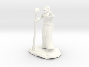 Dragonborn Wizard Outlander Guide with Staff in White Processed Versatile Plastic