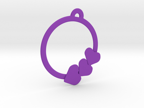 Heart on a ring Pendant  in Purple Processed Versatile Plastic