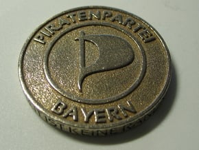 Piratenmünze 4cm in Polished Bronzed Silver Steel