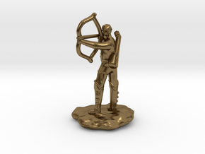 Half-Elf Bard Historian with Shortbow and Lute in Natural Bronze