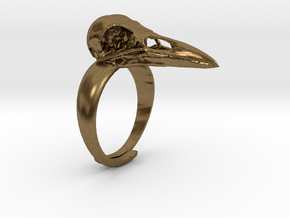 Crow Ring With Logo in Natural Bronze