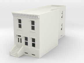  N scale Row House fixed in White Natural Versatile Plastic