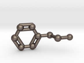 Phenethylamine Molecule Keychain Pendant in Polished Bronzed Silver Steel