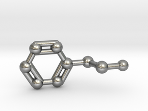 Phenethylamine Molecule Keychain Pendant in Natural Silver