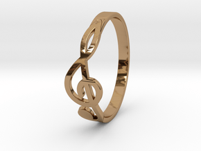 Size 8 G-Clef Ring  in Polished Brass