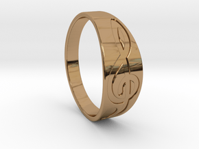 Size 7 M G-Clef Ring Engraved in Polished Brass
