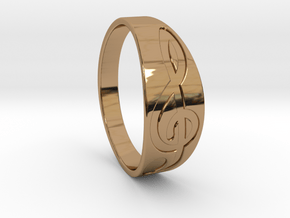 Size 8 M G-Clef Ring Engraved in Polished Brass