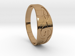 Size 9 M G-Clef Ring Engraved in Polished Brass