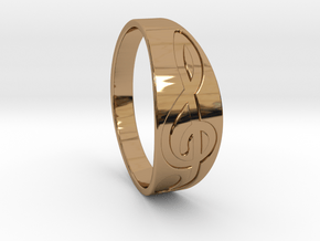 Size 10 M G-Clef Ring Engraved in Polished Brass