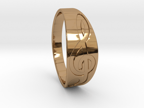Size 11 M G-Clef Ring Engraved in Polished Brass