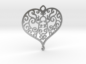 Heart Pendant in Natural Silver