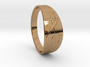 Size 10 M G-Clef Ring  in Polished Brass