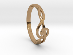 Size 6 G-Clef Ring  in Polished Brass