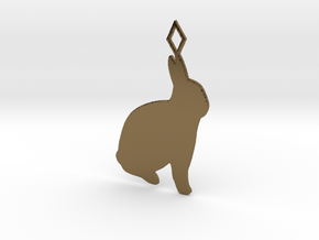 Rabbit pendant in Polished Bronze