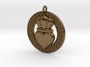 Claddagh Pendant 1 Model in Polished Bronze