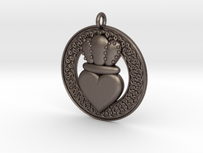 Claddagh Pendant 1 Model in Polished Bronzed Silver Steel