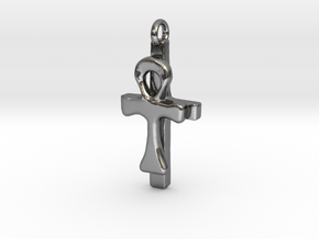 Ankh and Cross Pendant in Polished Silver