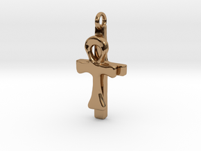 Ankh and Cross Pendant in Polished Brass