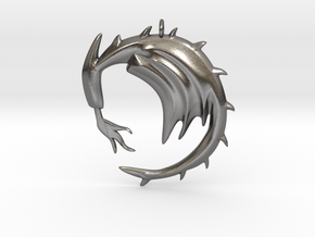 Dragon with Fire Breath in Polished Nickel Steel