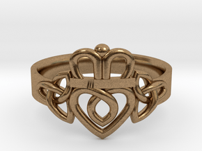 Triquetra Claddagh Ring in Natural Brass: 5 / 49