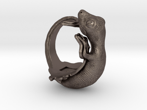 Gecko Size7 in Polished Bronzed Silver Steel