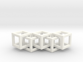 Wire Cube Necklace 5 in White Processed Versatile Plastic