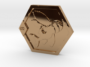 Medabots Kabuto Medal Tribute art V1 in Polished Brass