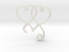 Linked Swirly Hearts (~4mm depth) in White Natural Versatile Plastic