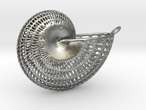 Nautilus Wireframe With Necklace Hoop in Natural Silver