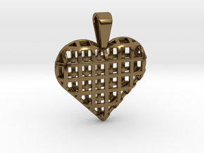 Heart wireframe pendant in Polished Bronze