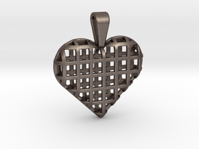 Heart wireframe pendant in Polished Bronzed Silver Steel