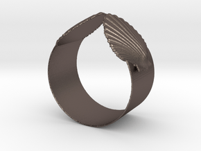 Napkin Scallop Ring in Polished Bronzed Silver Steel