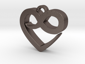 Infini Heart Necklace in Polished Bronzed Silver Steel