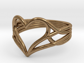 Woven Heart Ring - Larger (Size 7) in Natural Brass