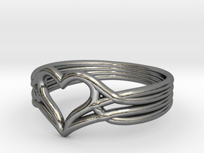 Woven Heart - Smaller (Size 7) in Fine Detail Polished Silver