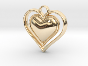 Framed Heart Pendant in 14K Yellow Gold
