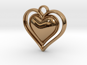 Framed Heart Pendant in Polished Brass
