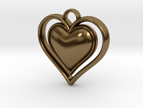 Framed Heart Pendant in Polished Bronze