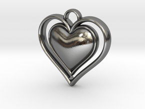 Framed Heart Pendant in Polished Silver