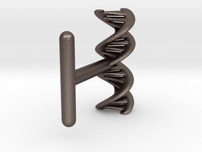 DNA helix cufflink in Polished Bronzed Silver Steel