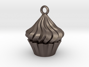 Cupcake Pendant in Polished Bronzed Silver Steel