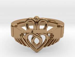 Traditional Claddagh Ring in Polished Brass: 5 / 49
