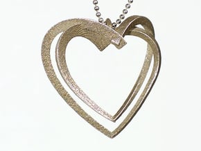 2 Hearts in Polished Bronzed Silver Steel: Large