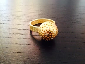 Flower Ring in Polished Gold Steel: 8 / 56.75