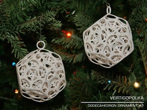 Dodecahedron Ornament 2 in White Natural Versatile Plastic