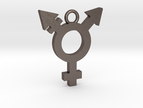 Transgender Pendant in Polished Bronzed Silver Steel