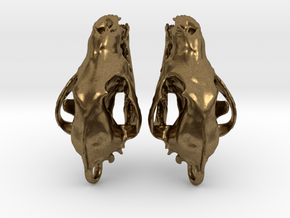 Wolf Skull Earrings in Natural Bronze