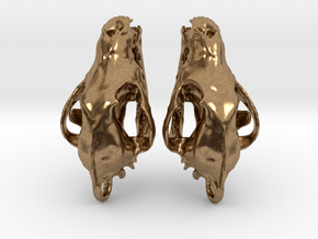 Wolf Skull Earrings in Natural Brass